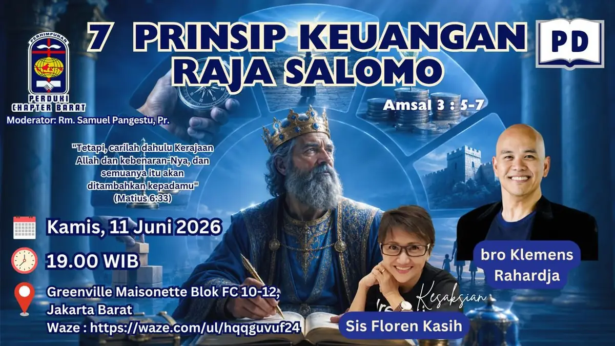 11 Juni 2026 – PD Perduki Chapter Barat: 7 Prinsip Keuangan Raja Salomo